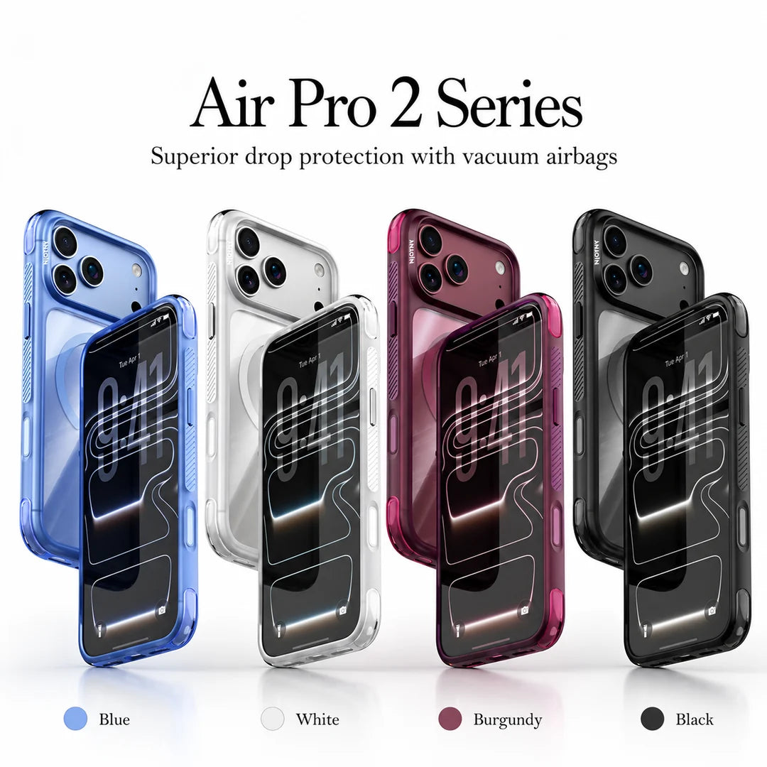 iPhone 18 Pro Shockproof Corner Air Bag NjoyNY Air Pro 2 Series Case with Magsafe & camera Control Button - Sky Blue