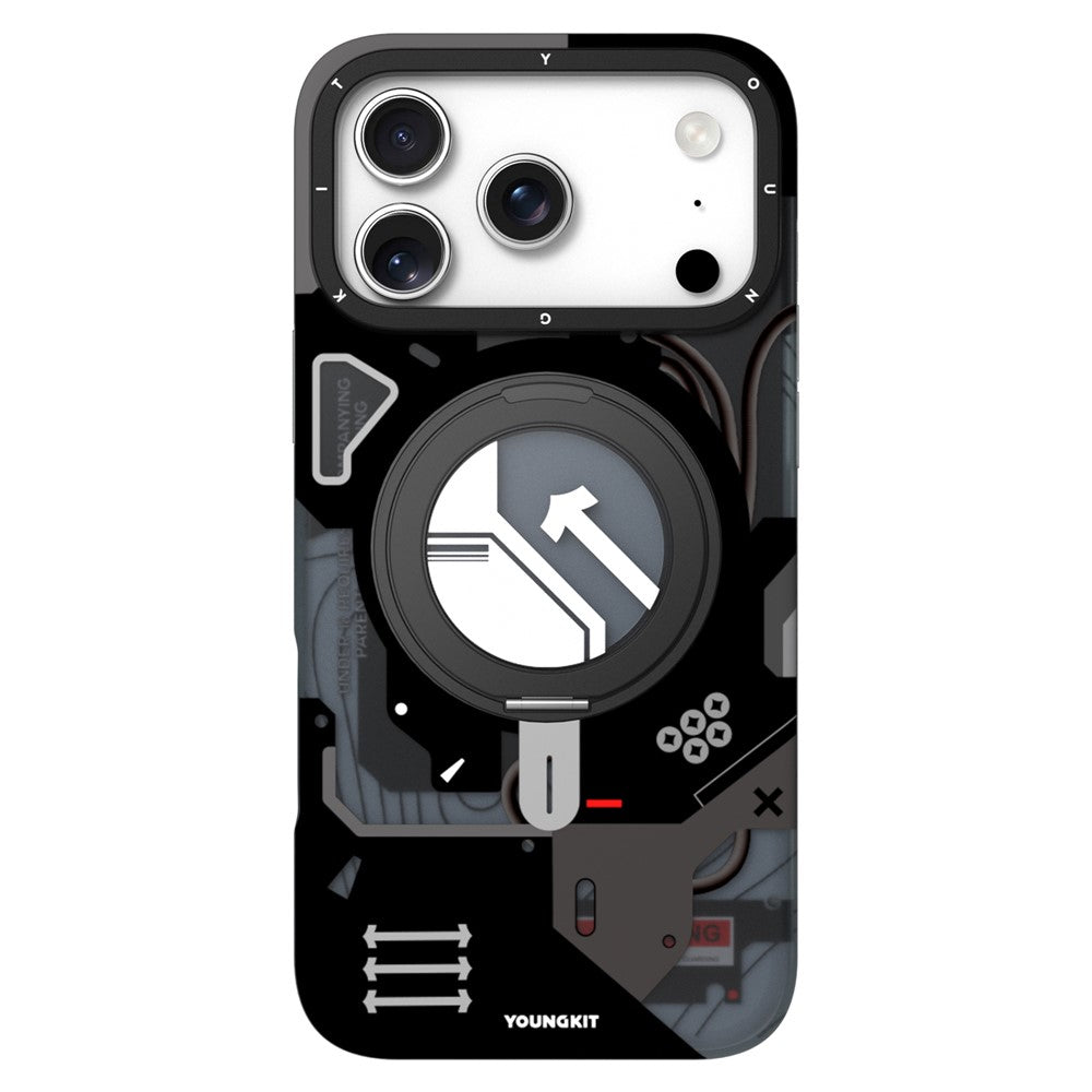 iPhone 18 Pro Max Youngkit Cover, Starship Series 360° Rotation Ring Stand with Magsafe - Black