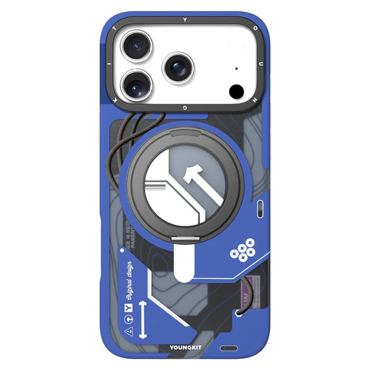 iPhone 18 Pro Max Youngkit Cover, Starship Series 360° Rotation Ring Stand with Magsafe - Blue