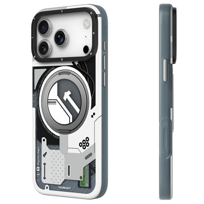 iPhone 18 Pro Max Youngkit Cover, Starship Series 360° Rotation Ring Stand with Magsafe - White