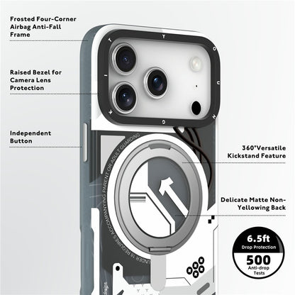 iPhone 18 Pro Max Youngkit Cover, Starship Series 360° Rotation Ring Stand with Magsafe - White