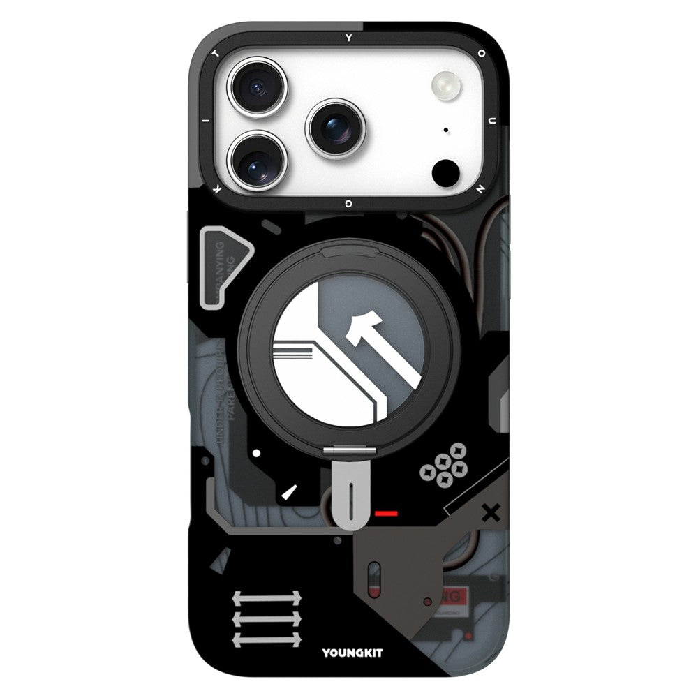 iPhone 18 Pro Max Youngkit Cover, Starship Series 360° Rotation Ring Stand with Magsafe - Black