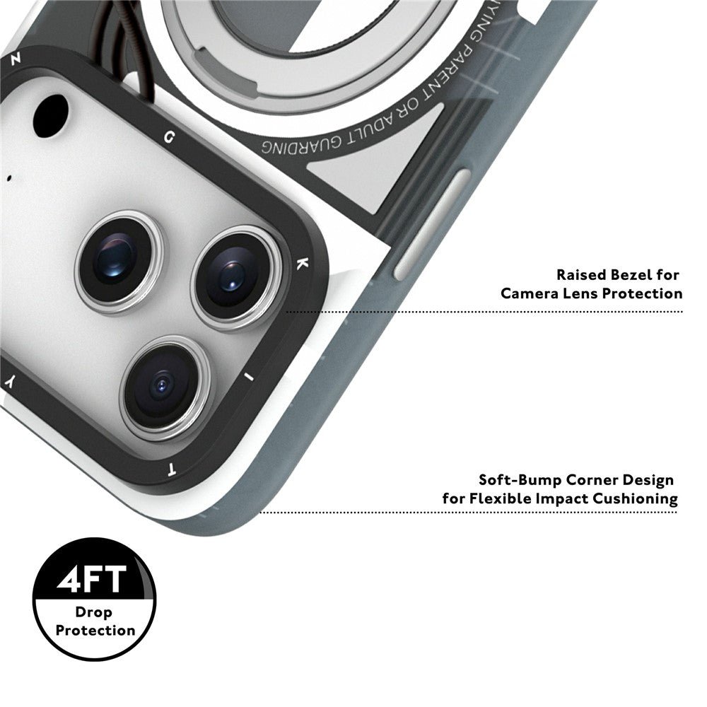 iPhone 18 Pro Max Youngkit Cover, Starship Series 360° Rotation Ring Stand with Magsafe - White
