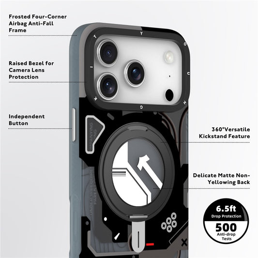 iPhone 18 Pro Max Youngkit Cover, Starship Series 360° Rotation Ring Stand with Magsafe - Black