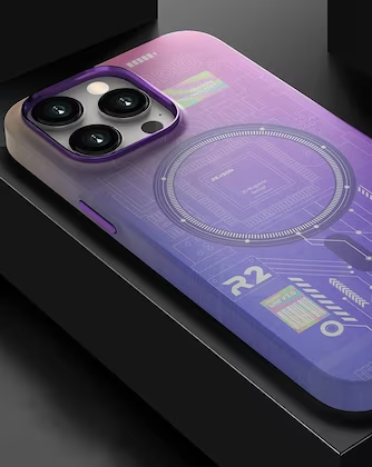 iPhone 15 Pro Max Night Glow Case Futuristic Tech Design - Pink