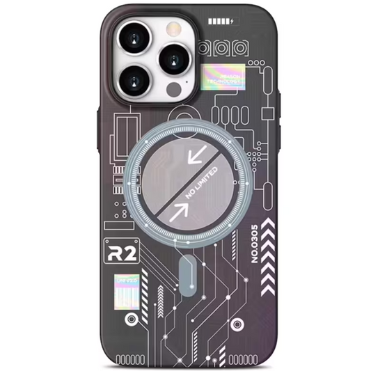 iPhone 15 Pro Max Night Glow Case Futuristic Tech Design - Black