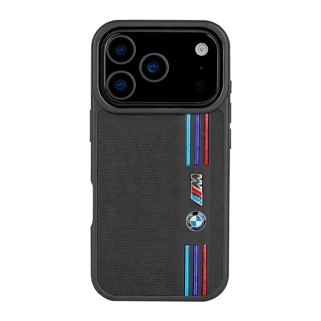iPhone 17 Pro BMW Case, BMW M-Sport Performance Series Leather Back cover - Black