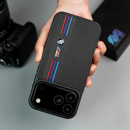 iPhone 17 Pro BMW Case, BMW M-Sport Performance Series Leather Back cover - Black