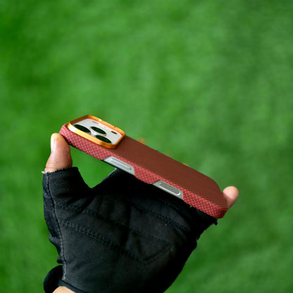 iPhone 17 Pro Max 0.4mm Thin Original SLIVA Real Aramid Carbon Fiber Case with Magsafe - Orange