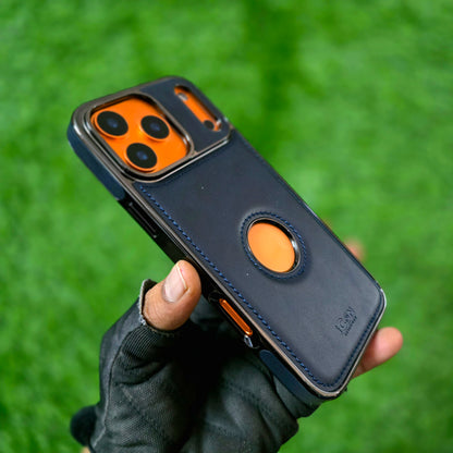 iPhone 17 Pro Max Leather Cover, Luxurious Premium Quality Genuine Leather Case - Blue