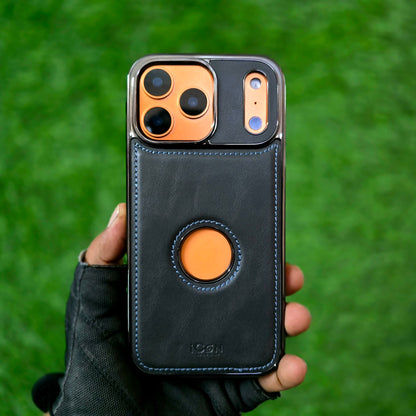 iPhone 17 Pro Max Leather Cover, Luxurious Premium Quality Genuine Leather Case - Black