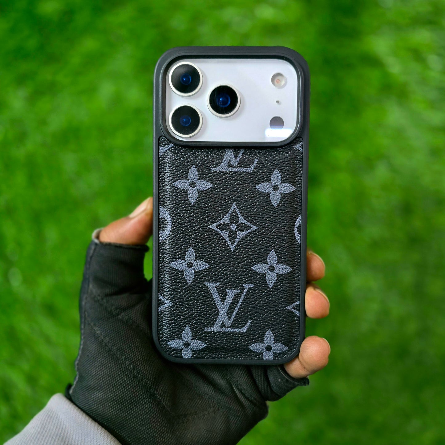 iPhone 17 Pro Max LV Leather Case, Luxurious Louis Vuitton Leather Case - Black