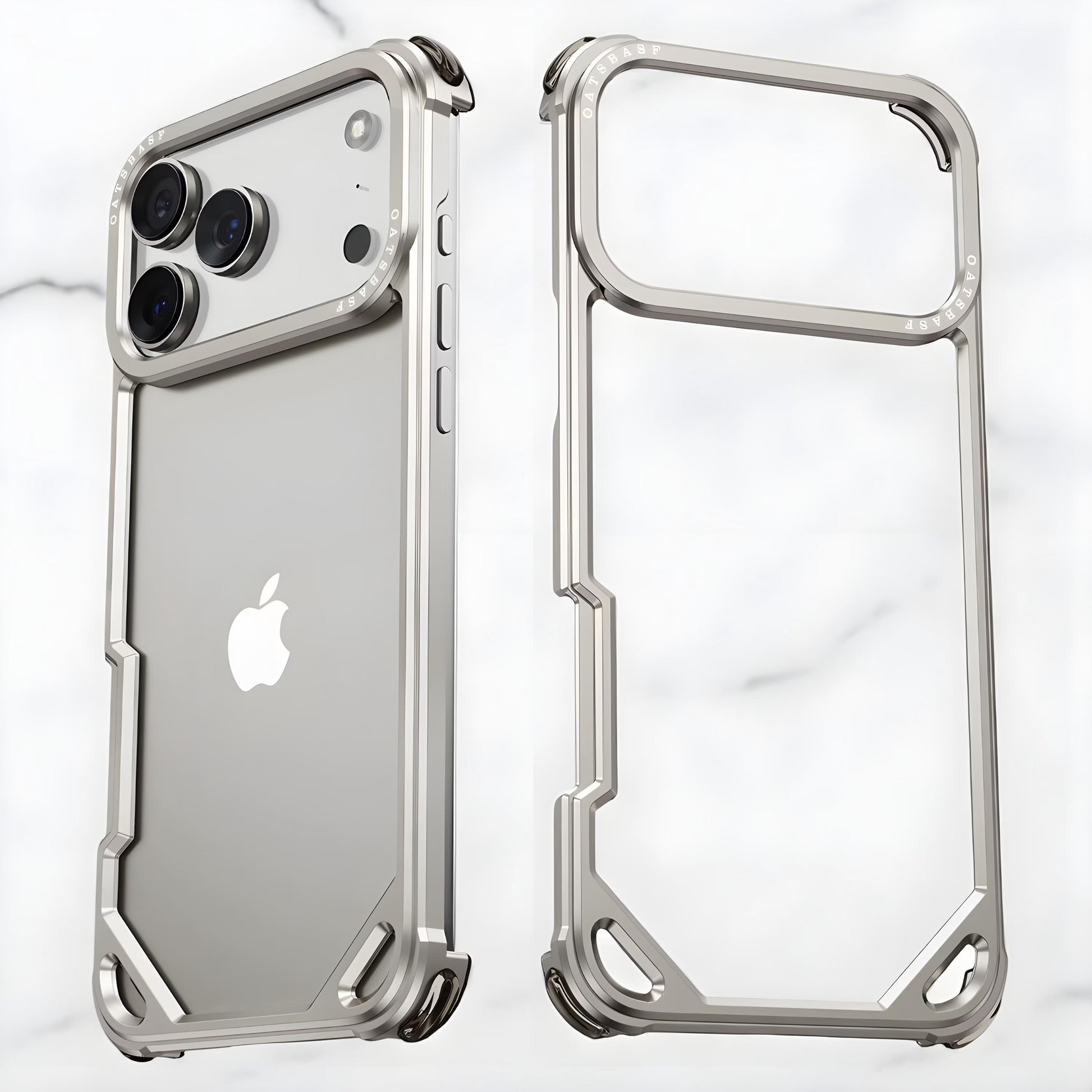 iPhone 17 Pro Metal Bumper Case, Metallic Frame Corner Airbag Heat Dissipation Case - Titanium