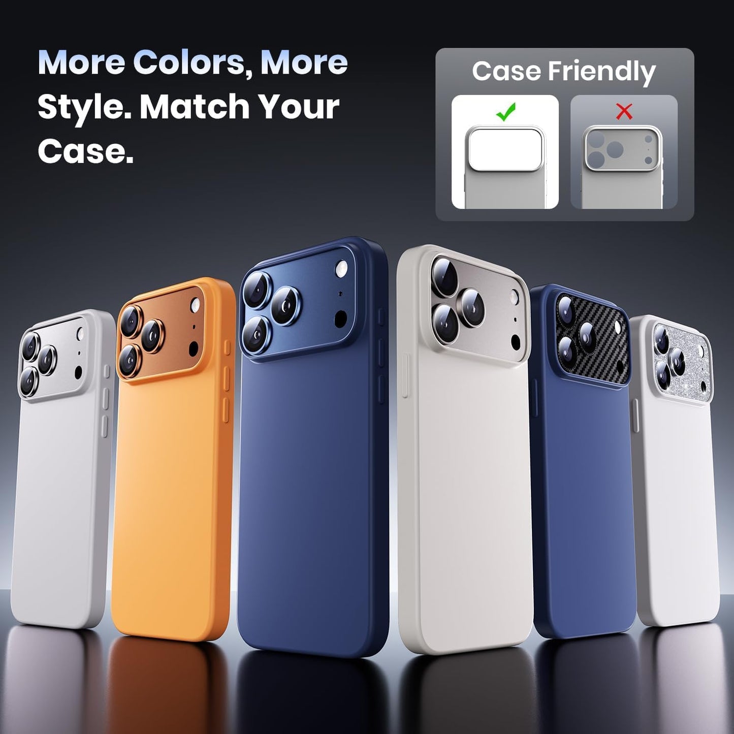 iPhone 17 Pro Max Metal Camera Lens Protector Alloy Metal Camera Cover - Orange/Silver