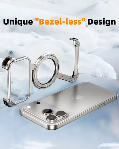 iPhone 17 Pro Max Metal Frameless Case 360° Rotatable Stand with Magsafe - Titanium