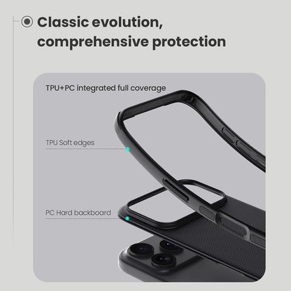 iPhone 17 Pro Nillkin Case, Super Frosted Shield Pro Shock Absorb Cover Raised Bezel - Black