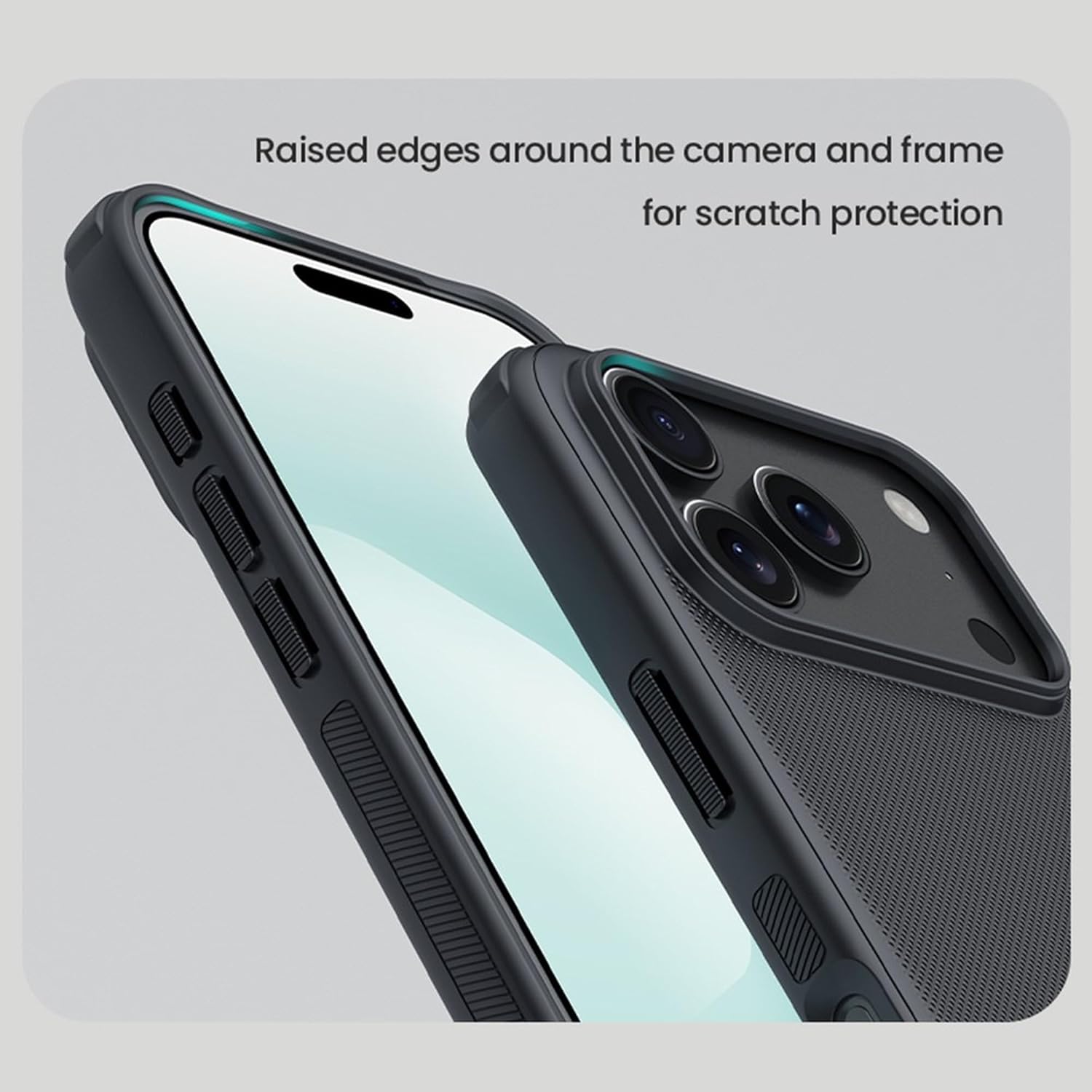 iPhone 17 Pro Nillkin Case, Super Frosted Shield Pro Shock Absorb Cover Raised Bezel - Black