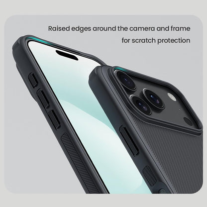 iPhone 17 Pro Nillkin Case, Super Frosted Shield Pro Shock Absorb Cover Raised Bezel - Black