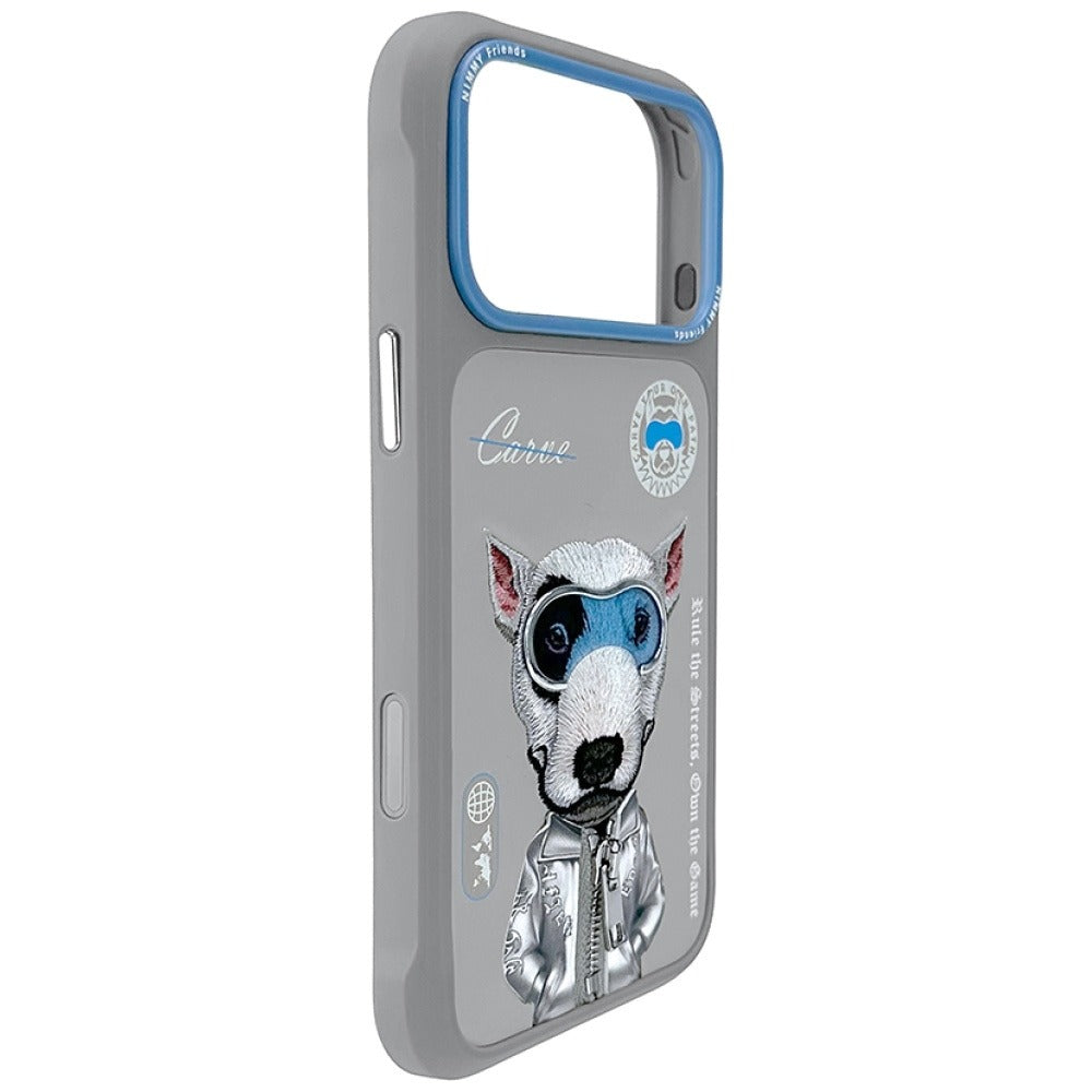 iPhone 17 Pro Nimmy Case, Swag Dog 3D Embroidery Winter Jacket Series Case - Grey