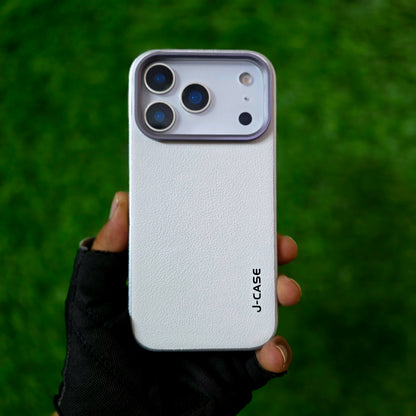iPhone 17 Pro Max Leather Cover, J-Series Genuine Leather Case - White