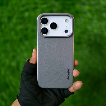 iPhone 17 Pro Max Leather Cover, J-Series Genuine Leather Case - Grey