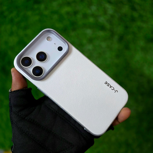 iPhone 17 Pro Max Leather Cover, J-Series Genuine Leather Case - White