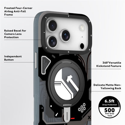 iPhone 17 Pro Max Youngkit Cover, Starship Series 360° Rotation Ring Stand with Magsafe - Black
