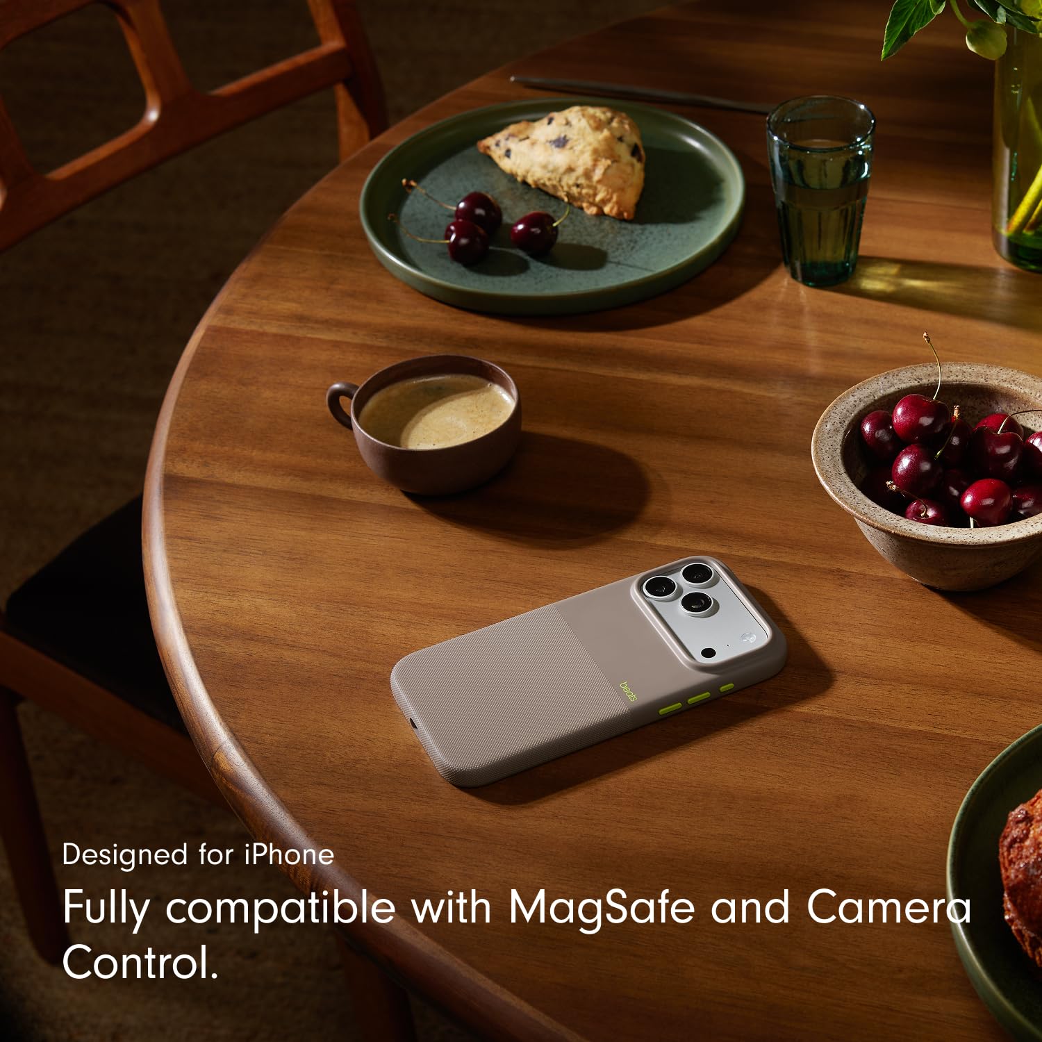 iPhone 17 Pro beats Case, Matte Texture with Microfibre Lining with Magsafe & Camera Control Button - Alpine Gray