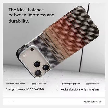 iPhone 17 Pro Max 0.4mm Ultra-Thin Real Aramid Carbon Fiber Case with Magsafe - Sunset