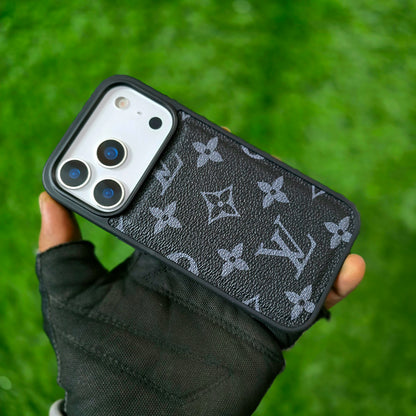 iPhone 18 Pro LV Leather Case, Luxurious Louis Vuitton Leather Case - Black