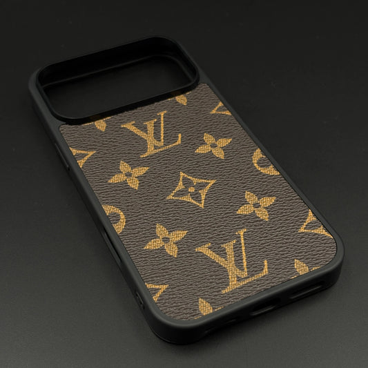 iPhone 18 Pro LV Leather Case, Luxurious Louis Vuitton Leather Case - Brown