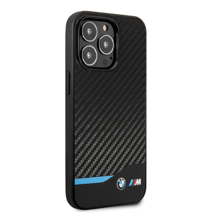 iPhone 15 Pro Max BMW Case, Sports Car BMW M Performance Logo Carbon Texture Back cover - Black