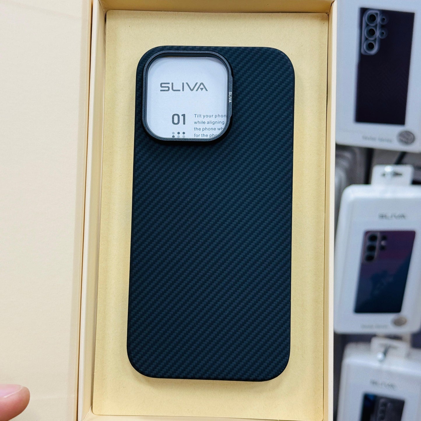 iPhone 16 Pro Max Carbon Fiber Case, SLIVA Real Carbon Aramid Fiber Case 0.5 mm Thin - Black