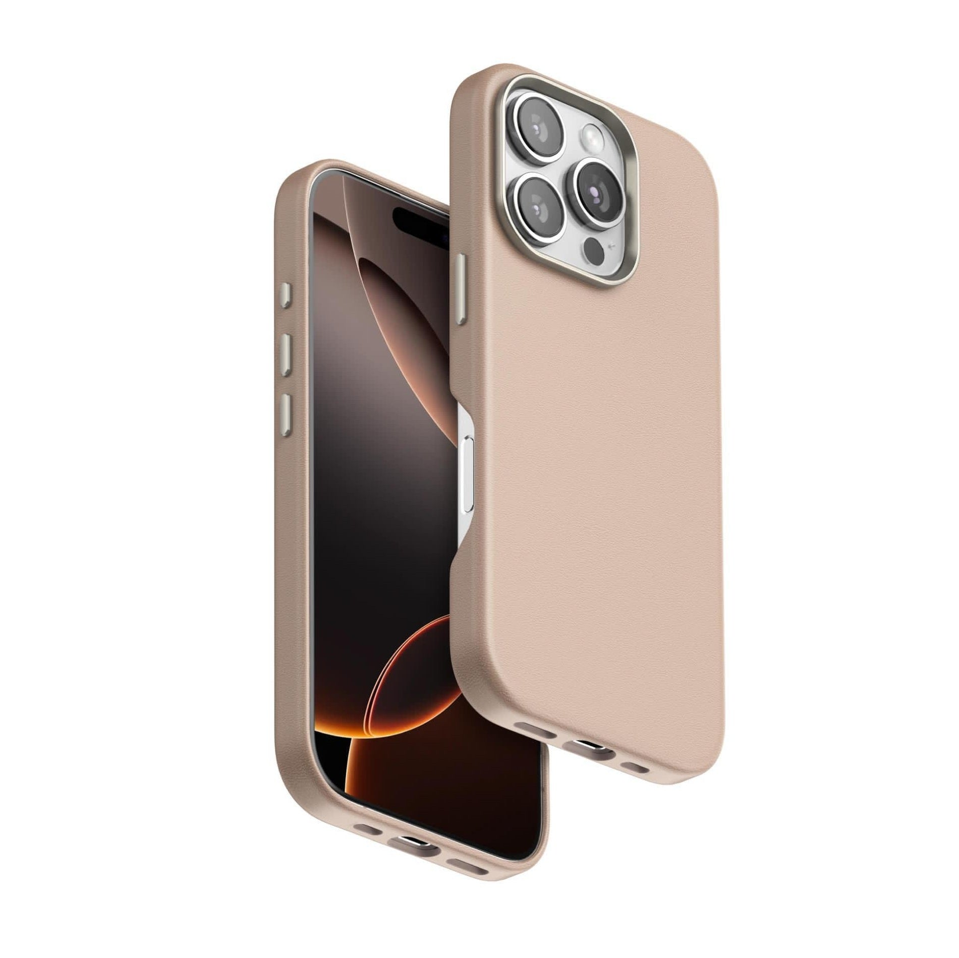 iPhone 16 Pro Max Leather Case, 100% Genuine Leather Case with Magsafe - Apricot