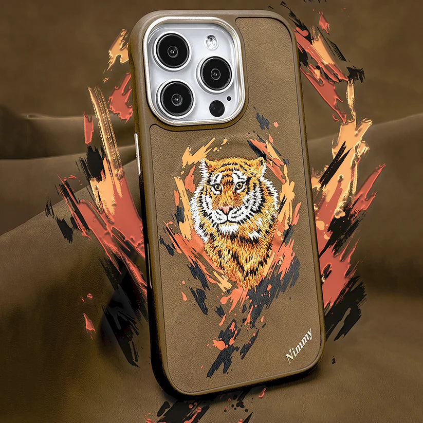 iPhone 16 Pro Max Nimmy Dazzling Series Bengal Tiger 360° Protection Creative Magsafe Case - Brown