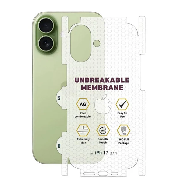 iPhone 17 360 Degree Protection Matte Back Screen Guard (Membrane)