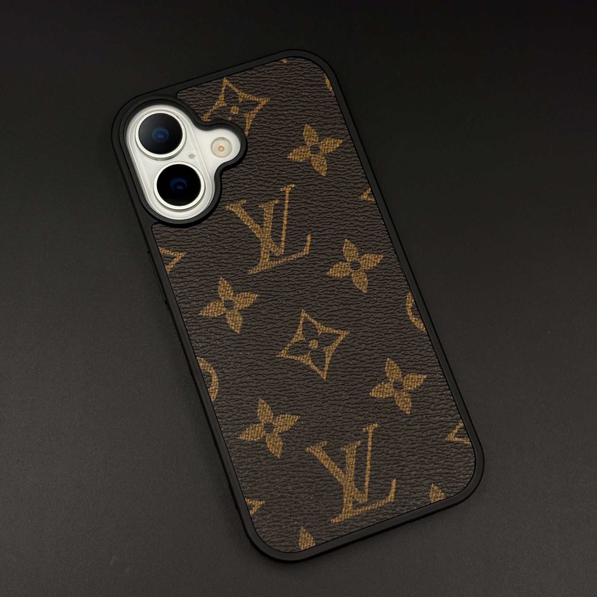iPhone 17 LV Leather Case, Luxurious Louis Vuitton Leather Case - Brown