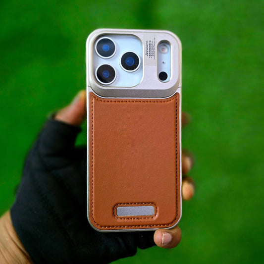 iPhone 17 Pro Max Metal Cover, AeroFLex Metal Frame Less Leather Case with Magsafe