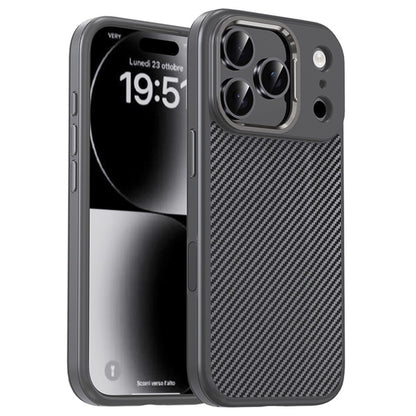 iPhone 17 Pro Max Soft Carbon Texture Case with Camera Control Button and Magsafe - Grey