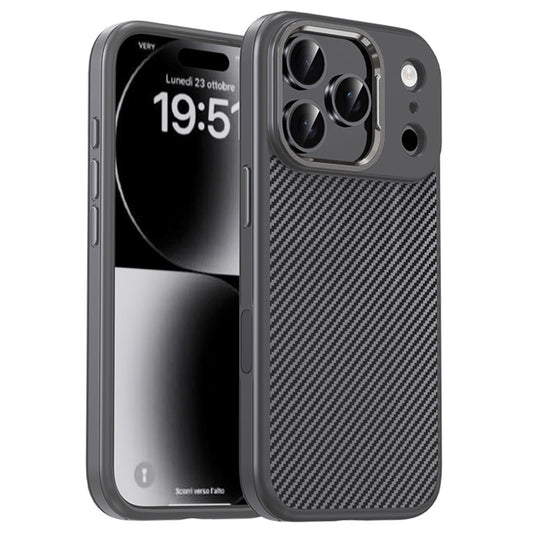 iPhone 17 Pro Max Soft Carbon Texture Case with Camera Control Button and Magsafe - Grey