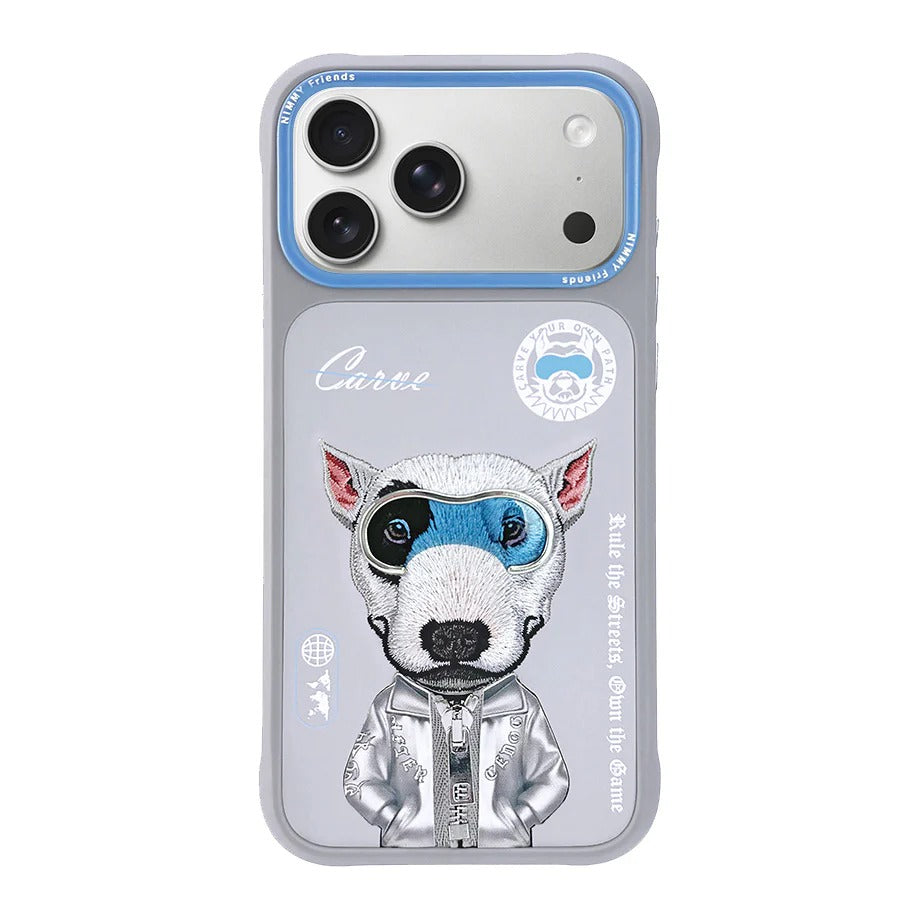 iPhone 17 Pro Nimmy Case, Swag Dog 3D Embroidery Winter Jacket Series Case - Grey