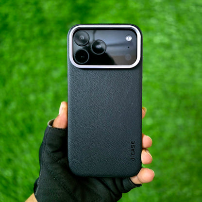 iPhone 17 Pro Max Leather Cover, J-Series Genuine Leather Case - Black