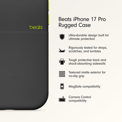 iPhone 17 Pro beats Case, Matte Texture with Microfibre Lining with Magsafe & Camera Control Button - Everest Black