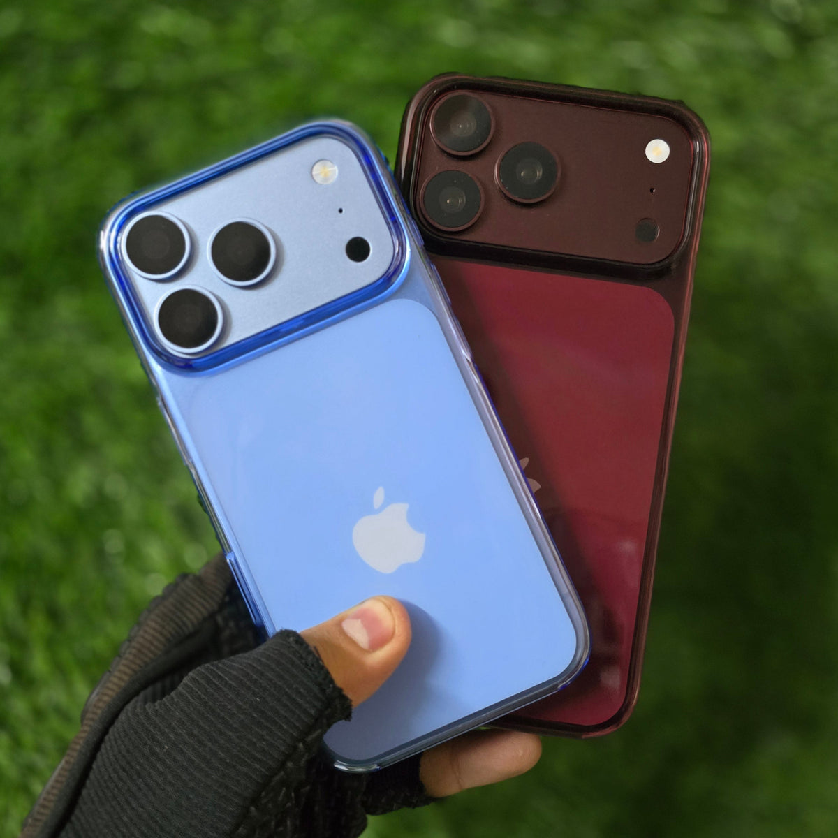 iPhone 18 Pro Anti Yellowing (Open From Bottom) Clear Case with MagSafe & Camera Control Button - Sky Blue/Wine