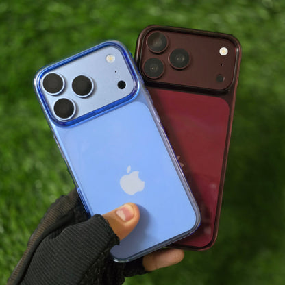 iPhone 18 Pro Anti Yellowing (Open From Bottom) Clear Case with MagSafe & Camera Control Button - Sky Blue/Wine