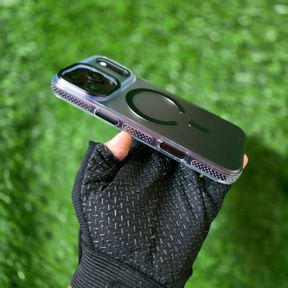 iPhone 18 Pro Max Shockproof Heavy Duty Matte Finish Semi-Transparent 'Augus' Series Case with Magsafe - Wine Black