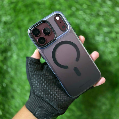 iPhone 18 Pro Max Shockproof Heavy Duty Matte Finish Semi-Transparent 'Augus' Series Case with Magsafe - Wine Black