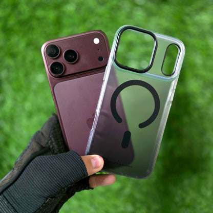 iPhone 18 Pro Max Shockproof Heavy Duty Matte Finish Semi-Transparent 'Augus' Series Case with Magsafe - Wine Black