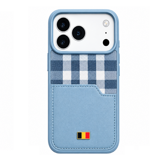 iPhone 18 Pro Leather Case,  Mentor Latus VII Premium Leather Series with Card Slot Pocket - Sky Blue
