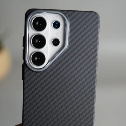 Samsung Galaxy S26 Ultra Carbon Fiber Case, Hard PC 600D Carbon Texture Cover with Magsafe - Black
